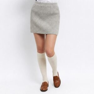 Zara Mini Skirt Womens M Gray Wool Knit Ribbed Cozy Preppy Scandinavian Capsule